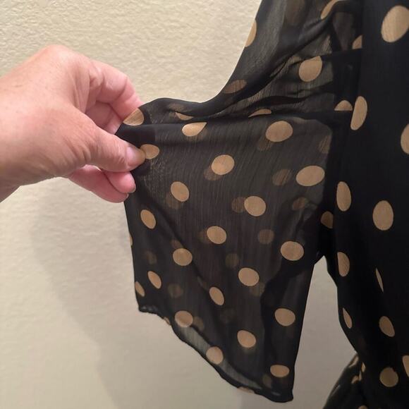 Tommy Hilfiger "Pretty Woman" Brown Polka Dot Dress Short Sleeve V-Neck SZ 12 - Picture 6 of 9